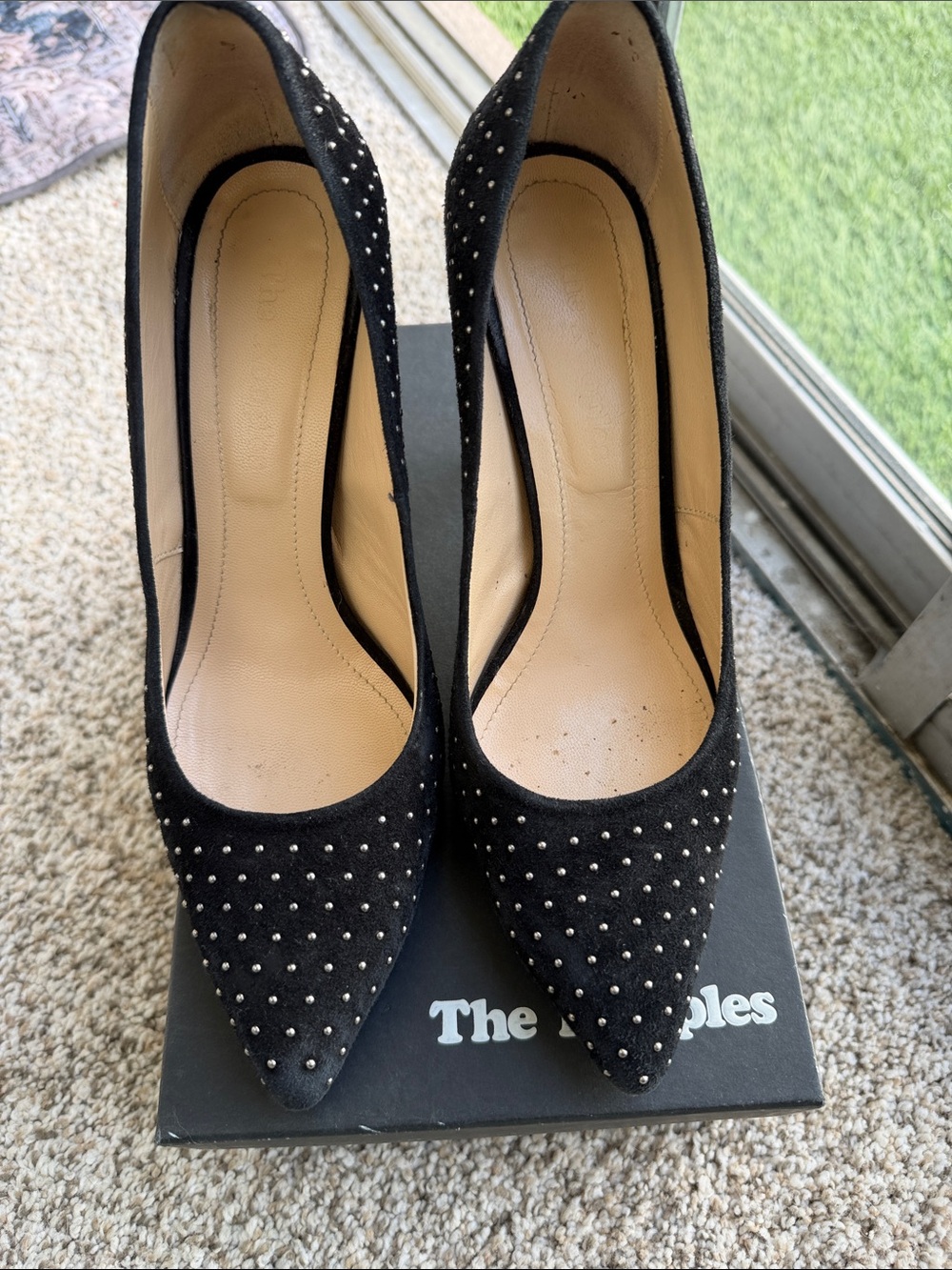 The Kooples Black Suede Studded Pointed Pumps